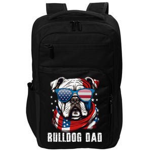 American Bulldog Dad Usa Flag 4th Of July Dog Father Impact Tech Backpack