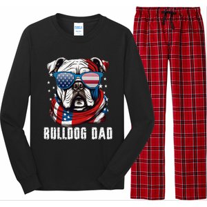 American Bulldog Dad Usa Flag 4th Of July Dog Father Long Sleeve Pajama Set