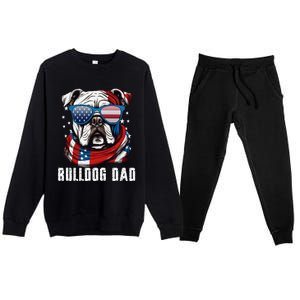 American Bulldog Dad Usa Flag 4th Of July Dog Father Premium Crewneck Sweatsuit Set