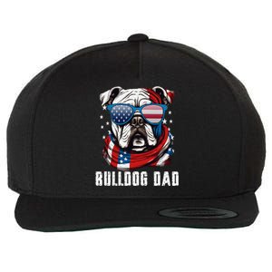 American Bulldog Dad Usa Flag 4th Of July Dog Father Wool Snapback Cap