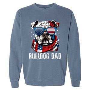 American Bulldog Dad Usa Flag 4th Of July Dog Father Garment-Dyed Sweatshirt