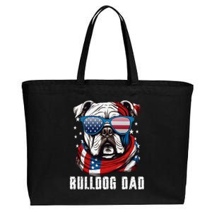 American Bulldog Dad Usa Flag 4th Of July Dog Father Cotton Canvas Jumbo Tote