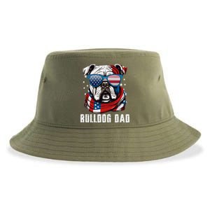 American Bulldog Dad Usa Flag 4th Of July Dog Father Sustainable Bucket Hat