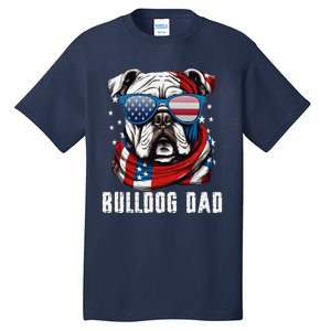 American Bulldog Dad Usa Flag 4th Of July Dog Father Tall T-Shirt