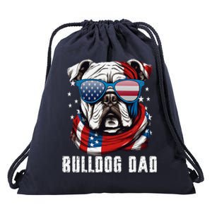 American Bulldog Dad Usa Flag 4th Of July Dog Father Drawstring Bag