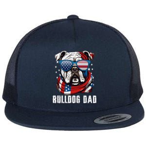 American Bulldog Dad Usa Flag 4th Of July Dog Father Flat Bill Trucker Hat