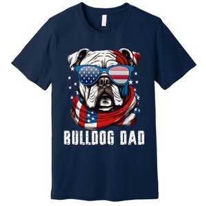 American Bulldog Dad Usa Flag 4th Of July Dog Father Premium T-Shirt