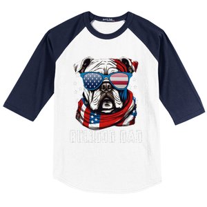 American Bulldog Dad Usa Flag 4th Of July Dog Father Baseball Sleeve Shirt