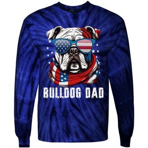 American Bulldog Dad Usa Flag 4th Of July Dog Father Tie-Dye Long Sleeve Shirt