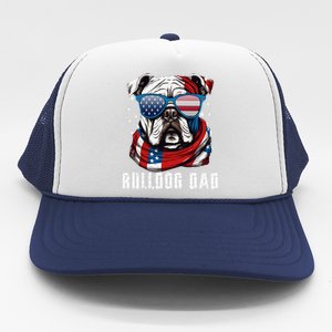 American Bulldog Dad Usa Flag 4th Of July Dog Father Trucker Hat