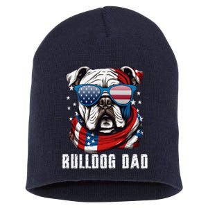 American Bulldog Dad Usa Flag 4th Of July Dog Father Short Acrylic Beanie