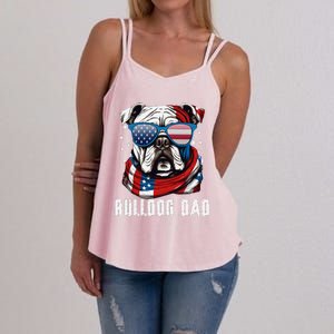 American Bulldog Dad Usa Flag 4th Of July Dog Father Women's Strappy Tank