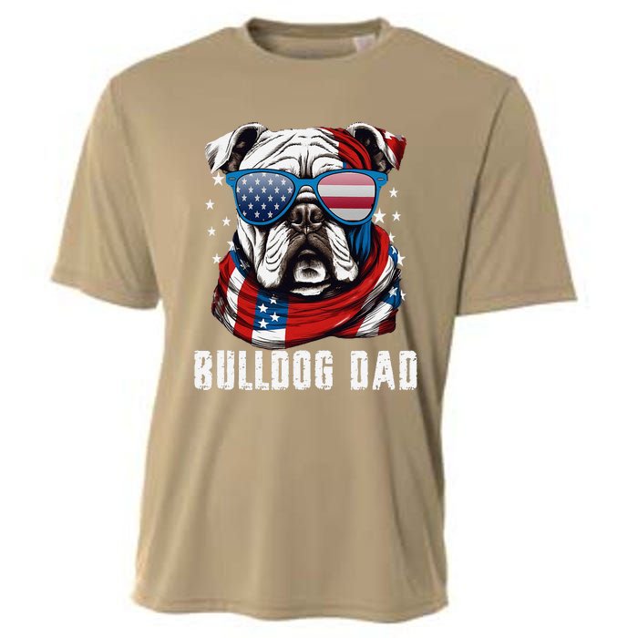 American Bulldog Dad Usa Flag 4th Of July Dog Father Cooling Performance Crew T-Shirt