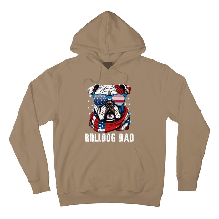 American Bulldog Dad Usa Flag 4th Of July Dog Father Hoodie