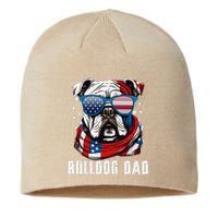 American Bulldog Dad Usa Flag 4th Of July Dog Father Sustainable Beanie