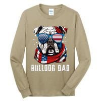 American Bulldog Dad Usa Flag 4th Of July Dog Father Tall Long Sleeve T-Shirt