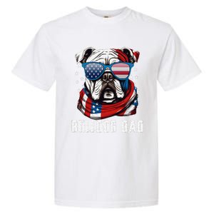 American Bulldog Dad Usa Flag 4th Of July Dog Father Garment-Dyed Heavyweight T-Shirt