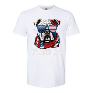 American Bulldog Dad Usa Flag 4th Of July Dog Father Softstyle CVC T-Shirt