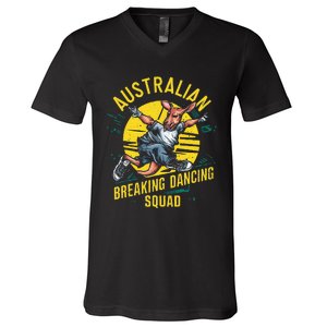 Australian Break Dancing Squad Kangaroo V-Neck T-Shirt