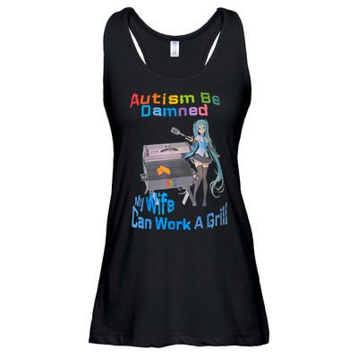 Autism Be Damned My Wife Can Work A Grill Ladies Essential Flowy Tank