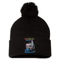 Autism Be Damned My Wife Can Work A Grill Pom Pom 12in Knit Beanie