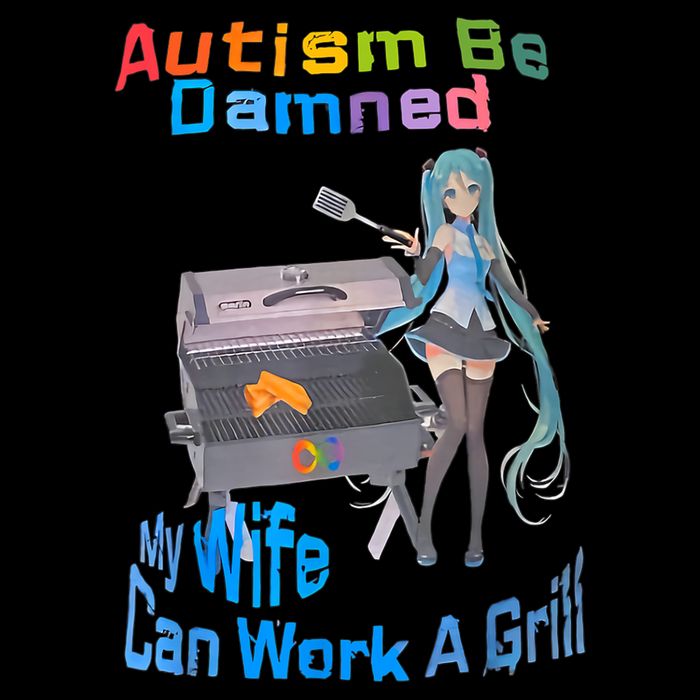 Autism Be Damned My Wife Can Work A Grill Pom Pom 12in Knit Beanie