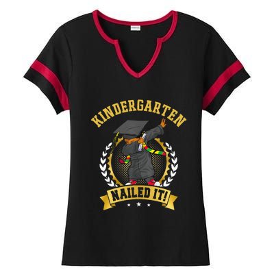 Afro Black Dabbing Boy Graduation Kindergarten Nailed It Ladies Halftime Notch Neck Tee