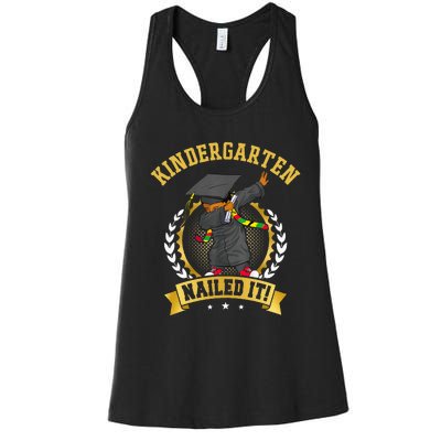 Afro Black Dabbing Boy Graduation Kindergarten Nailed It Women's Racerback Tank