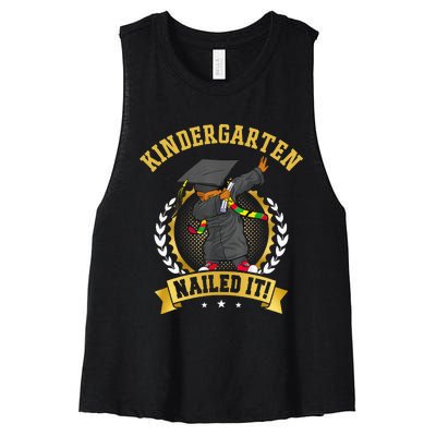 Afro Black Dabbing Boy Graduation Kindergarten Nailed It Women's Racerback Cropped Tank