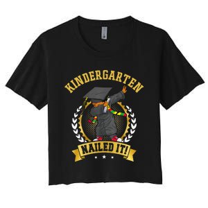 Afro Black Dabbing Boy Graduation Kindergarten Nailed It Women's Crop Top Tee