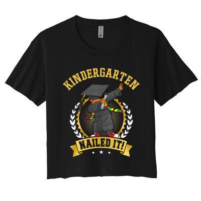 Afro Black Dabbing Boy Graduation Kindergarten Nailed It Women's Crop Top Tee