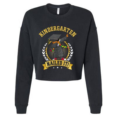 Afro Black Dabbing Boy Graduation Kindergarten Nailed It Cropped Pullover Crew