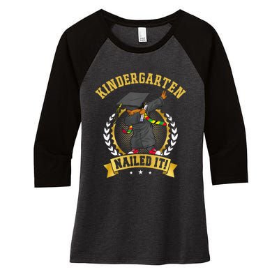 Afro Black Dabbing Boy Graduation Kindergarten Nailed It Women's Tri-Blend 3/4-Sleeve Raglan Shirt