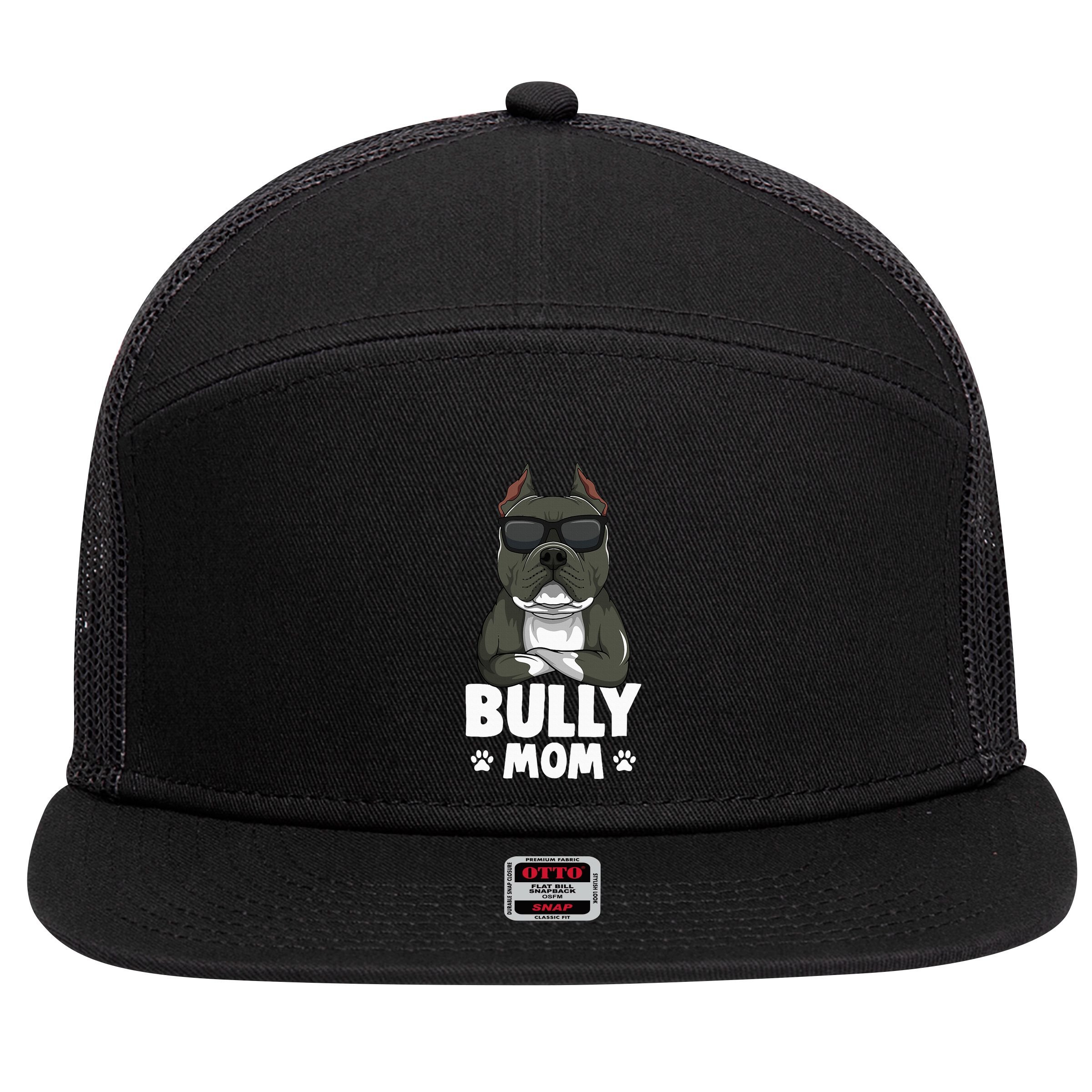 American Bully Dog Mom 7 Panel Mesh Trucker Snapback Hat