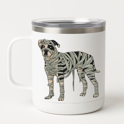 American Bulldog Dog Mummy Halloween Costume Dog Lovers Gift 12 oz Stainless Steel Tumbler Cup