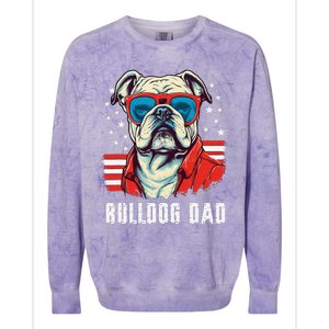 American Bulldog Dad Usa Flag Patriotic 4th Of July Dog Colorblast Crewneck Sweatshirt