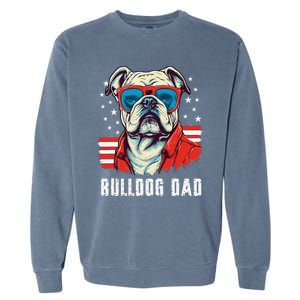 American Bulldog Dad Usa Flag Patriotic 4th Of July Dog Garment-Dyed Sweatshirt