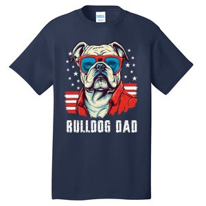 American Bulldog Dad Usa Flag Patriotic 4th Of July Dog Tall T-Shirt