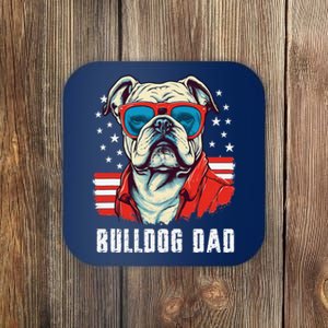 American Bulldog Dad Usa Flag Patriotic 4th Of July Dog Coaster