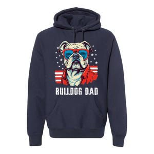 American Bulldog Dad Usa Flag Patriotic 4th Of July Dog Premium Hoodie