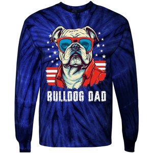 American Bulldog Dad Usa Flag Patriotic 4th Of July Dog Tie-Dye Long Sleeve Shirt