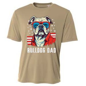 American Bulldog Dad Usa Flag Patriotic 4th Of July Dog Cooling Performance Crew T-Shirt