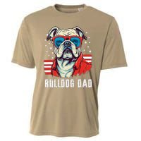 American Bulldog Dad Usa Flag Patriotic 4th Of July Dog Cooling Performance Crew T-Shirt