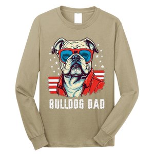 American Bulldog Dad Usa Flag Patriotic 4th Of July Dog Long Sleeve Shirt