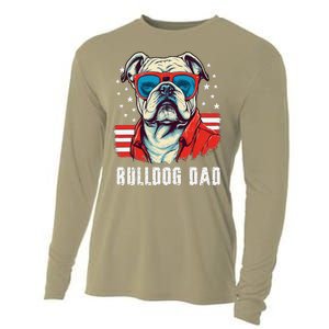 American Bulldog Dad Usa Flag Patriotic 4th Of July Dog Cooling Performance Long Sleeve Crew