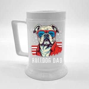 American Bulldog Dad Usa Flag Patriotic 4th Of July Dog Beer Stein