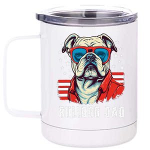 American Bulldog Dad Usa Flag Patriotic 4th Of July Dog 12 oz Stainless Steel Tumbler Cup