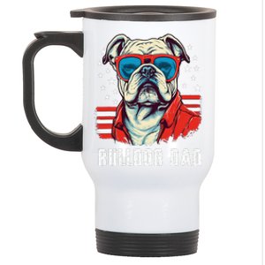 American Bulldog Dad Usa Flag Patriotic 4th Of July Dog Stainless Steel Travel Mug