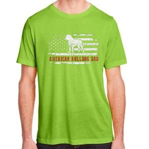 American Bulldog Dad Distressed American Flag Patriotic Dog Adult ChromaSoft Performance T-Shirt