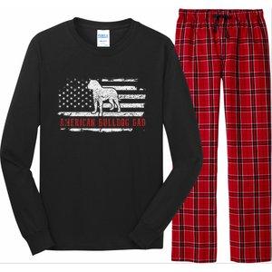 American Bulldog Dad Distressed American Flag Patriotic Dog Long Sleeve Pajama Set